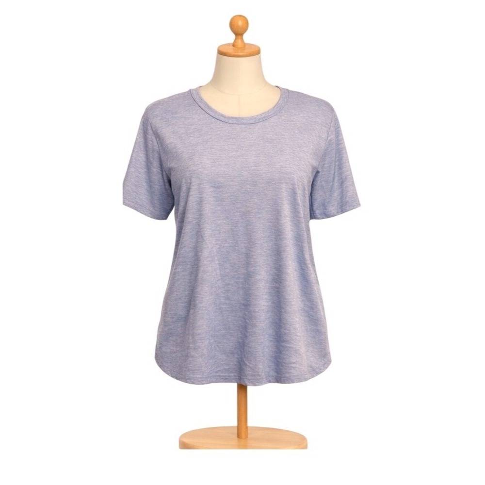 Skechers Women‎ 2X Purple Heathered Short Sleeve Crew Neck Athleisure Tee Shirt - Picture 3 of 8